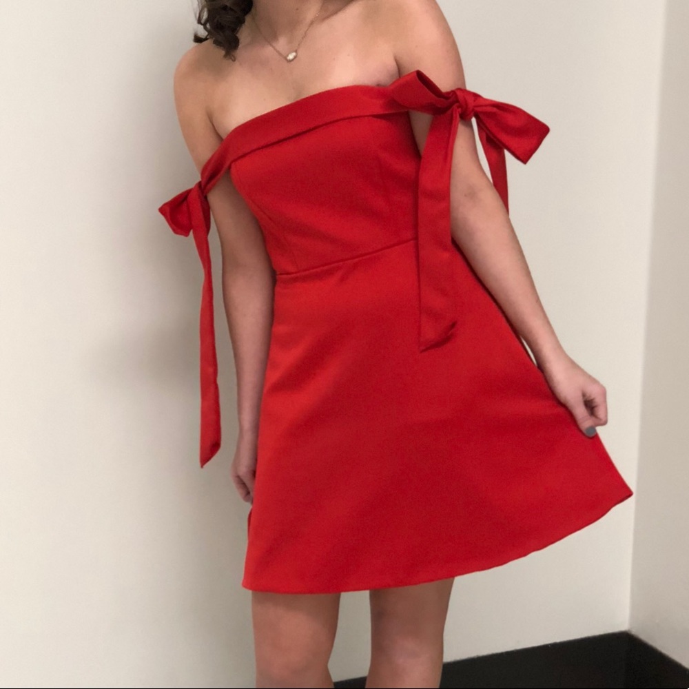 Nordstrom red bow dress